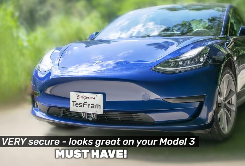 TesFram 2023-2017 Model 3 License Plate Mount, Height-Adjustable & NO Drilling Front License Plate Holder with Anti Theft Features (Not Compatible with Highland Version) - Image 5